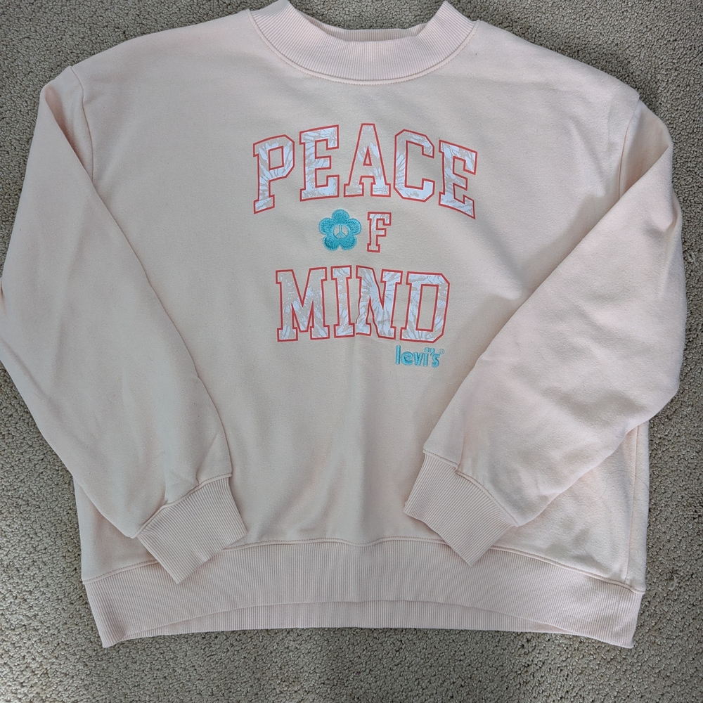 Levi's Peach Crew Neck Sweater with Peace Graphic